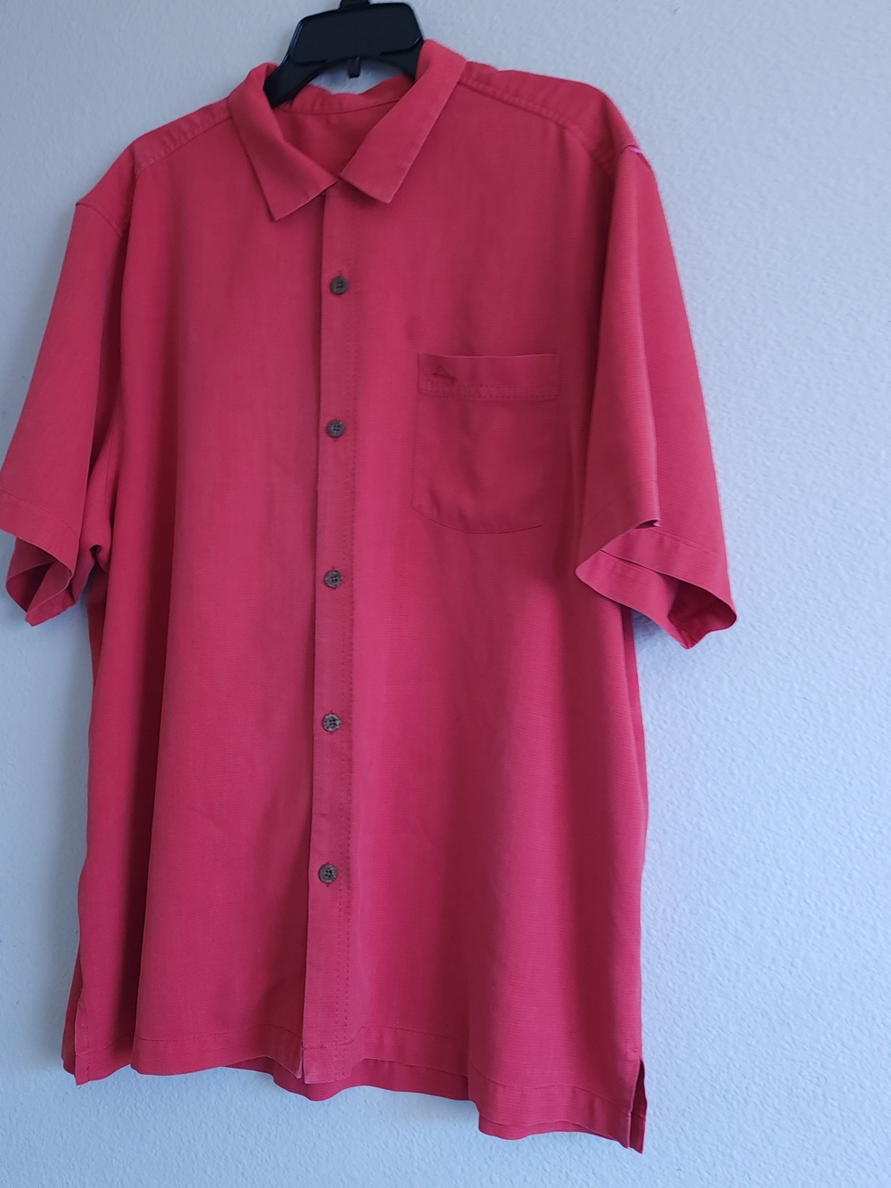 Tommy Bahama IslandZone Men’s Red Silk Blend Short Sleeve Button Down Shirt Size